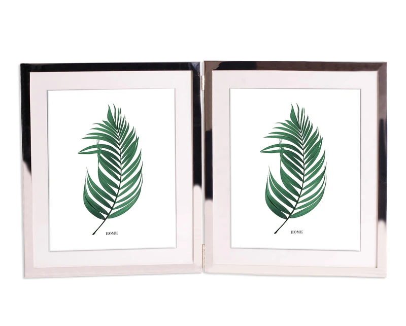 Inov8 Framing Tarnish Resistant Silver Plated Picture Frame - Modern Double Frame Design for Two Photos Design for Two Photos 10x8 Inch(25x20cm)