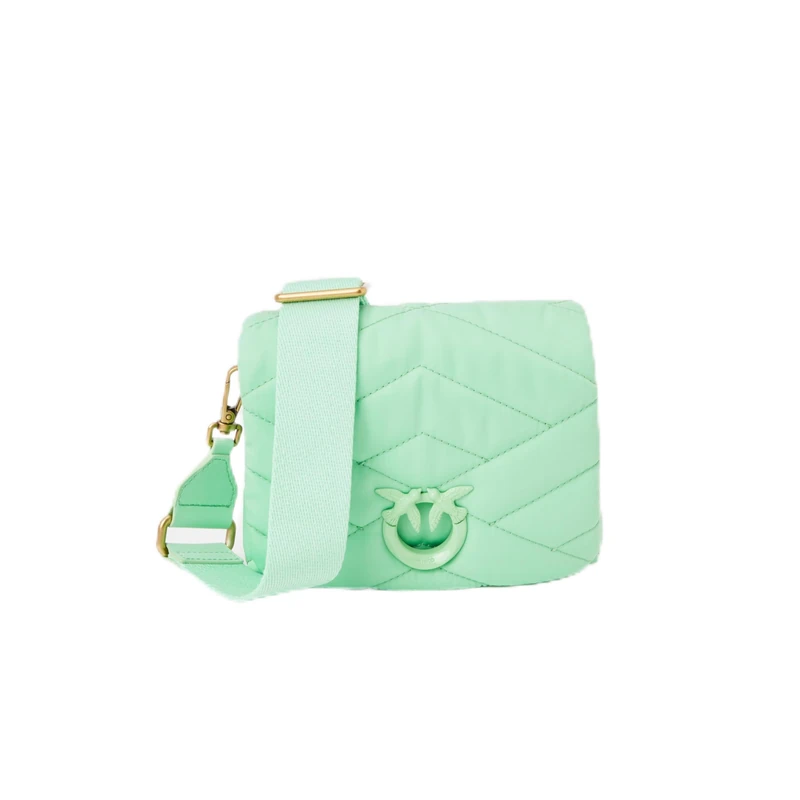Pinko Women's Love Click Puff Baby Recycled Nylon Puzzle Quilt Bag, T36b_Green Wormwood-Block Color, 19