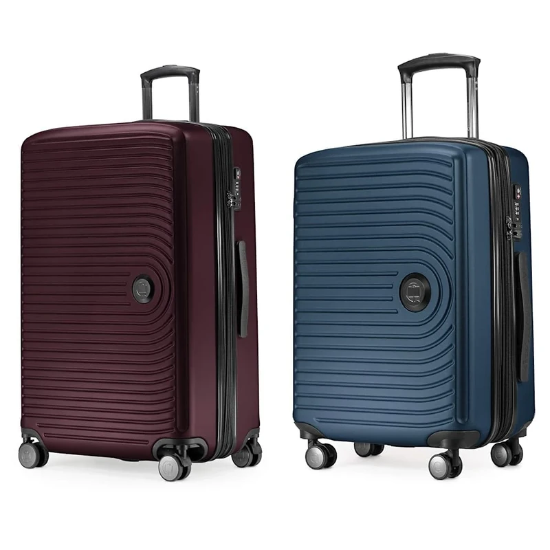 Hauptstadtkoffer MITTE - Large Check-in Trolley, Hard Shell Suitcase with Extension, TSA, 76 cm, 130 L, Burgundy & Mitte - Hard-Shell Suitcase Hand Luggage 53 x 35.5 x 21.5 Light, Dark Blue