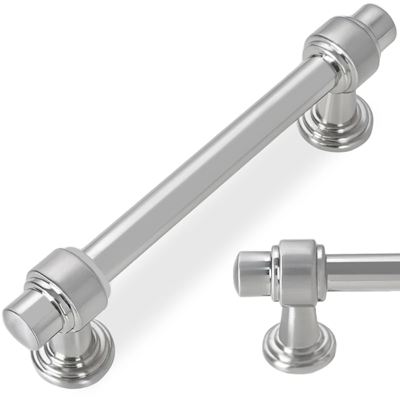 POVEFONK 10 Pack 3.75 inch Brushed Satin Nickel Kitchen Cabinet Handles Cabinet Pulls Sliver Drawer Pulls Kitchen Cabinet Hardware Handles Drawer Pulls Dresser Handles