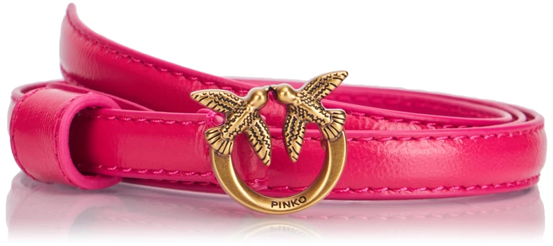 Pinko Love Berry H1 Belt Soft Naplack Belt, N17Q_Pink Antique Gold, L Woman, N17q_pink Pinko-antique Gold, L