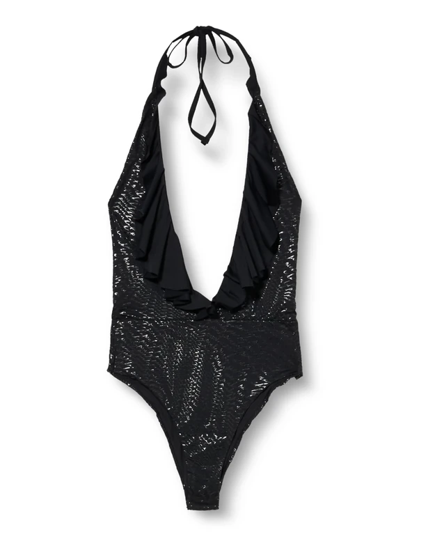 Pinko Women's Laelia Tecno Jersey Costume Logo with Rouches One Piece Swimsuit, Z99_Black Limousine, XS