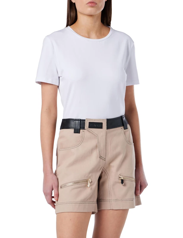 Pinko SCILLA Shorts Drill CON Pelle Trunks, - Image 1
