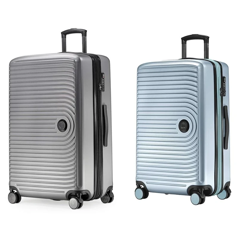 Hauptstadtkoffer MITTE - Large Check-in Trolley, Hard Shell Suitcase with Extension, TSA, 76 cm, 130 L, Silver & MITTE - Medium Sized Hard Shell Suitcase, TSA, 69 cm, 88 L,Pool Blue
