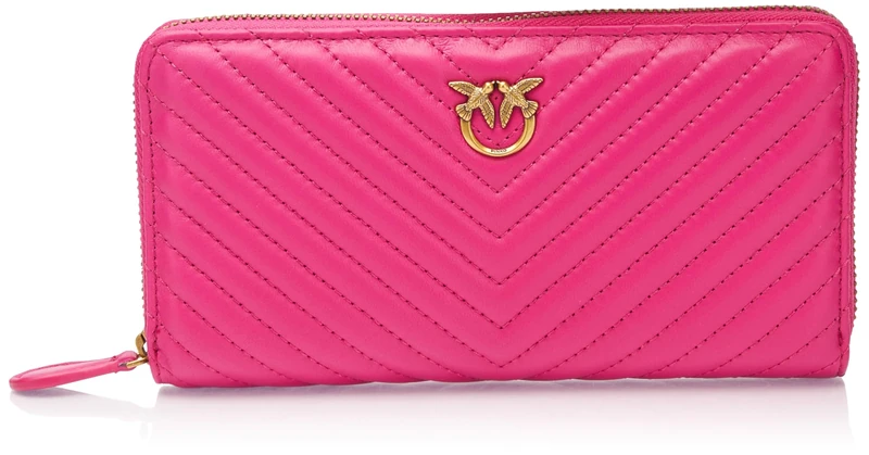 Pinko Ryder Zip Around Sheep Tassel Chevron, Travel Accessories-Wallets Women, N17Q_Pink Antique Gold, 20, N17q_Pink Pinko-Antique Gold, 20