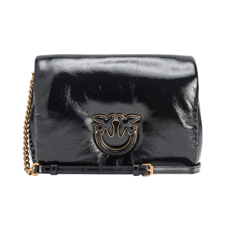 Pinko Women's Love Click Puff Classic Soft Naplack Bag, Z99b_Black Limousine Block Color, 26