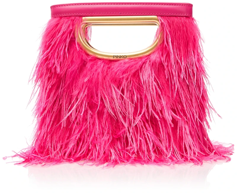 Pinko Square Mini Feathers, Women's Bag, N17Q_Pink Antique Gold, N17q_pink Pinko-antique Gold, 18