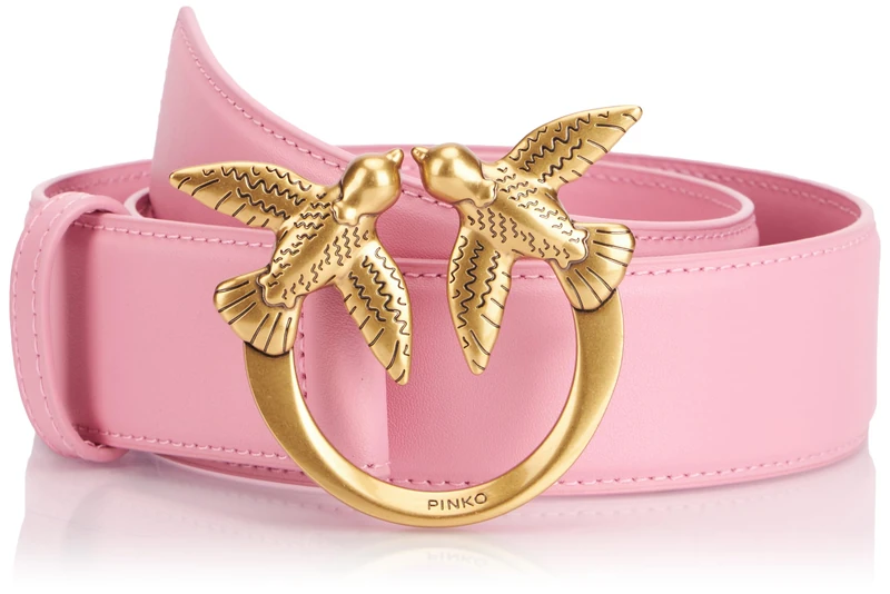 Pinko Women's Love Berry H4 Belt Calf Silk, P31q_Marine Pink-Antique Gold, M