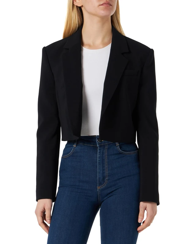 Pinko Women's Eliana Spencer Crepe Stretch Blazer, Z99_Black Limousine, 8