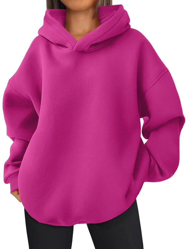 EFAN Womens Oversized Hoodies Fleece Hooded Sweatshirts Casual Comfy Tops Fall Fashion Outfits 2025 Cute Clothes with Pockets, Hotpink, S