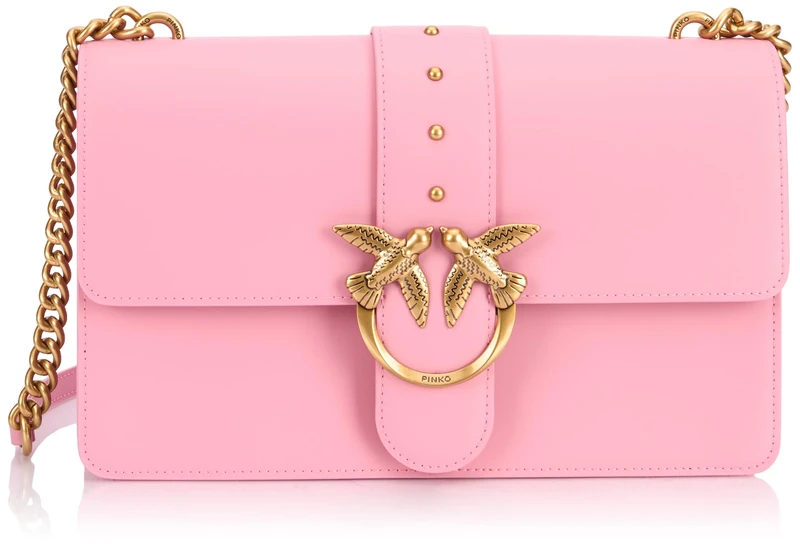 Pinko Love One Classic Cl Calf Silk Bag - Marino-Antique Gold