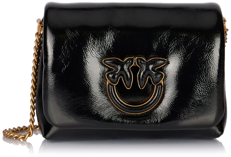 Pinko Women's Love Click Puff Baby Soft Naplack Bag, Z99b_Black Limousine Block Color, 18