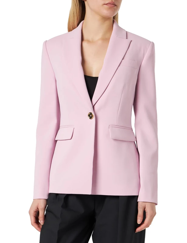 Pinko Women's Humahuaca Crepe Stretch Jacket with Metal Button Blazer, N17_Pink, 18 UK