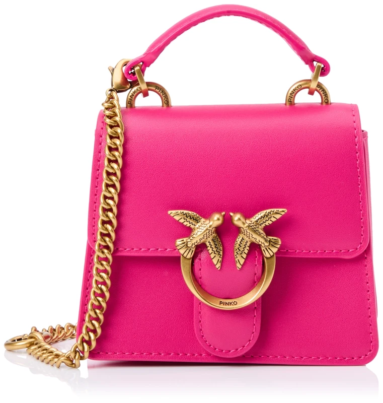 Pinko Women's Love One Top Handle Micro Light Calf Silk Bag, N17q_Pink Antique Gold, 12