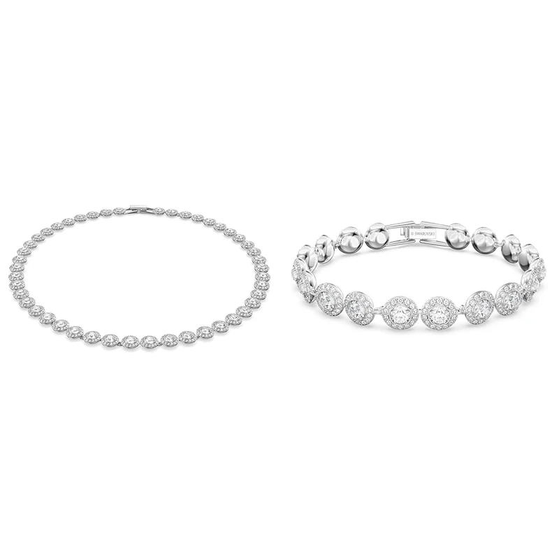Swarovski Una Angelic necklace & bracelet, Round cut, Rose gold plated
