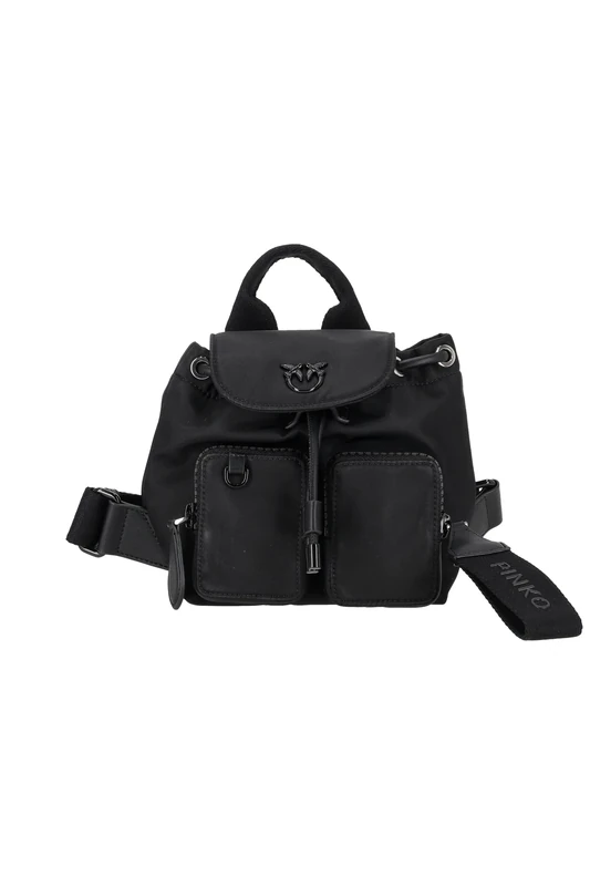Pinko Women's Vagabond Backpack Mini Recycled Nylon, Z99b_Black Limousine Block Colour, 18 cm