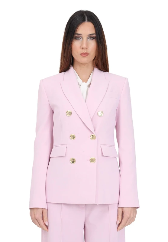 Pinko Women's Garnet Stretch Crepe Jacket with Metal Button Blazer, N98_Smoke Orchid, 16 UK