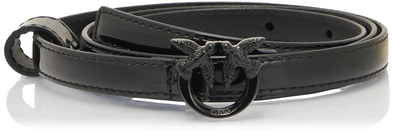 Pinko Women's Love Berry H1 Belt Mirror Calf, Z99b_Black Limousine Block Color, XS