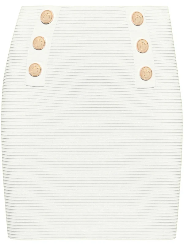 Pinko Women's CIPRESSO Gonna Bande Jacquard Logo Birds Skirt, Z04_Bianco Brill, XS