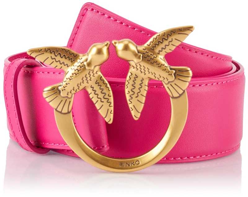 Pinko Love Berry H4 Belt Calf Silk Belt, N17Q_Pink Antique Gold, S Woman, N17q_pink Pinko-antique Gold, S
