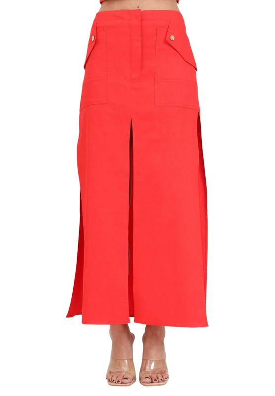 Pinko GALANTI Gonna LINO Stretch Skirt, - Image 1