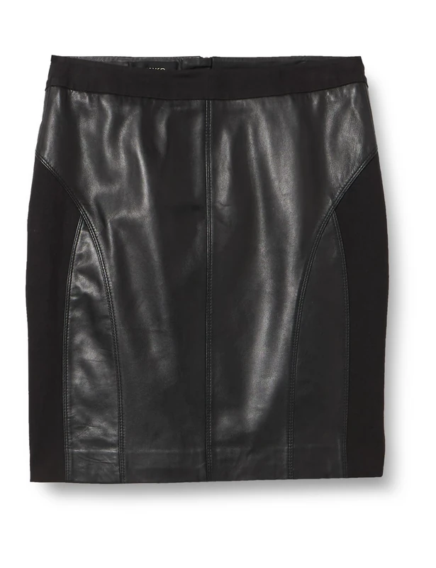 Pinko Women's GIOCASTA Gonna Pelle E Drill Stretch Skirt, Z99_Nero Limousine, 6