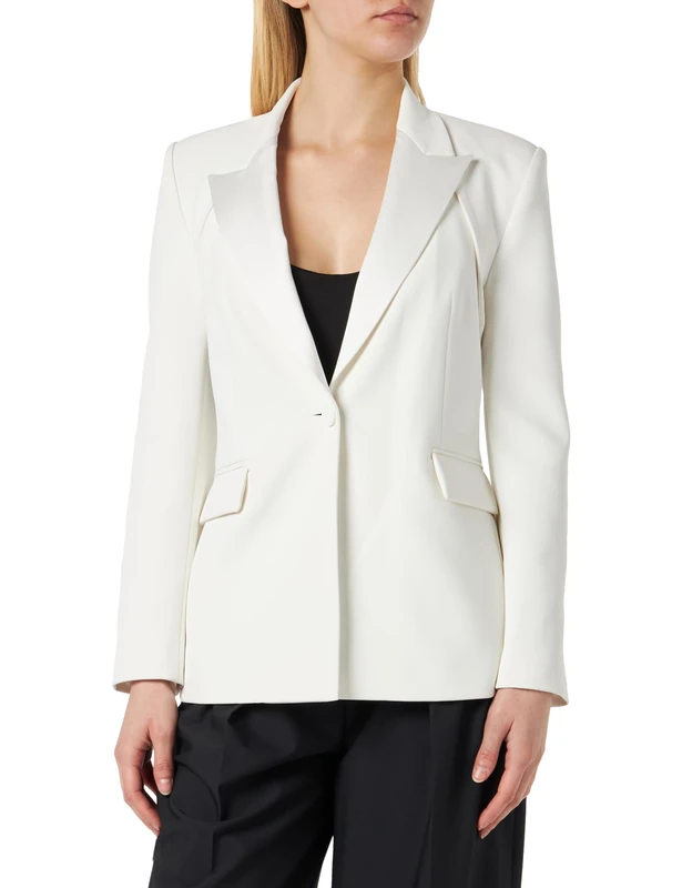 Pinko Cannubi Technical Stretch Crepe Jacket - White-snowwhite
