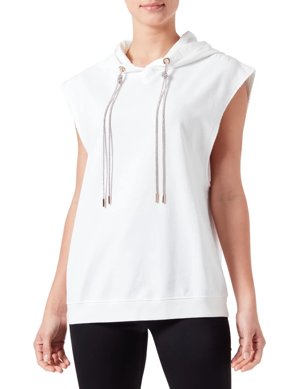 Pinko Women's Minerva Washed Sweatshirt Vest, Z07_white Silk, S - Image 1