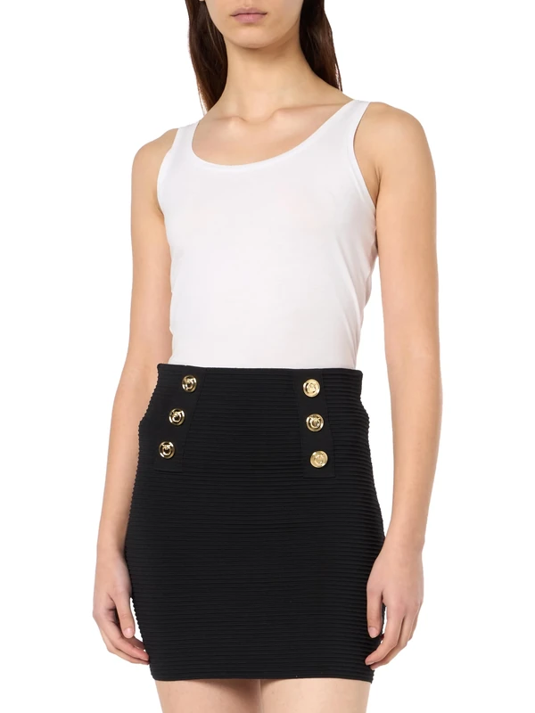 Pinko Women's CIPRESSO Gonna Bande Jacquard Logo Birds Skirt, Z99_Nero Limousine, L