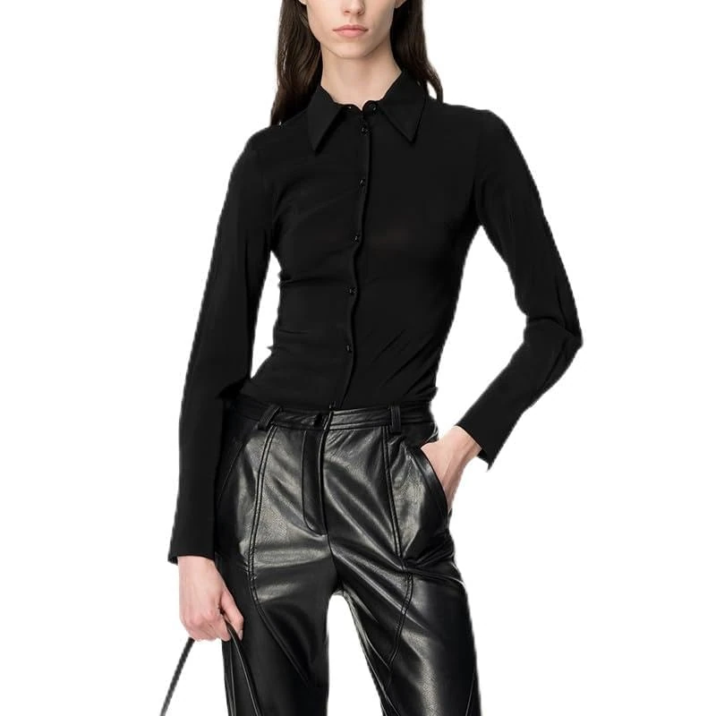 Pinko Women's Criminal Shirt Georgette Stretch Blouse, Z99_Black Limousine, 18