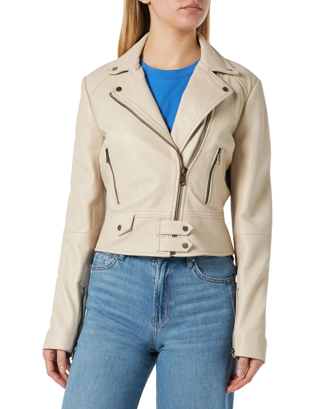 Pinko Women's Sensitive Tassel Nail Jacket, D06_Beige-Oat Flour, UK 14