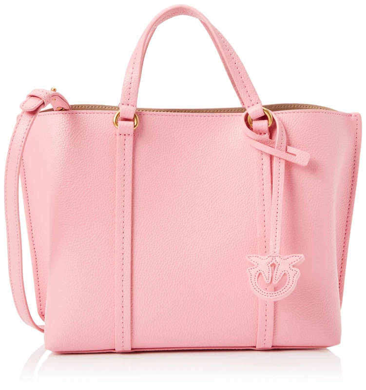 Pinko Women's Carrie Shopper Classic Bottled Leather Bag, P31q_Pink Marino-Antique Gold, 25