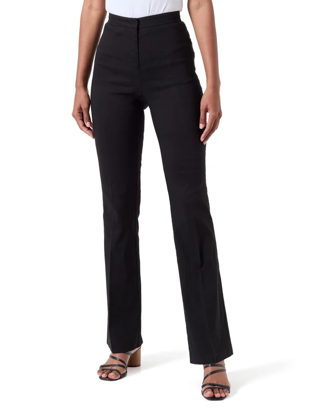 Pinko Women's Hulka Stretch Linen Pants Business Casual, Z99_Black Limousine, 10 - Image 1