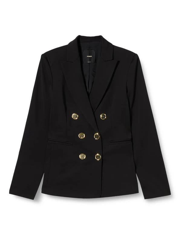 Pinko Women's Alexia Scuba Cloth Stitch Jacket with Metal Button Blazer, Z99_black Limousine, 6