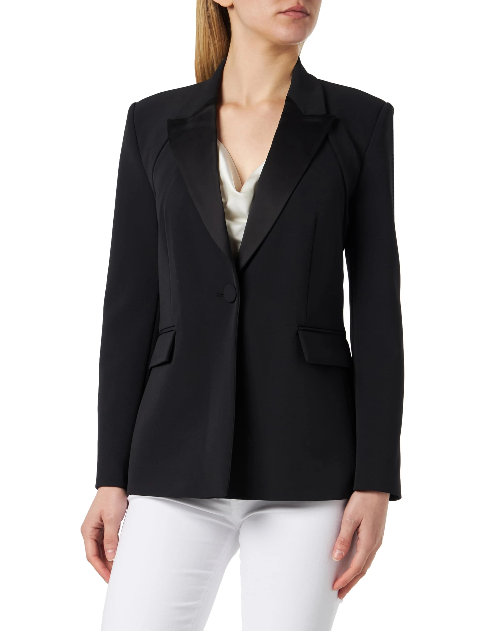 Pinko Women's Cannubi Technical Stretch Crepe Jacket Blazer, Z99_Black Limousine, 6