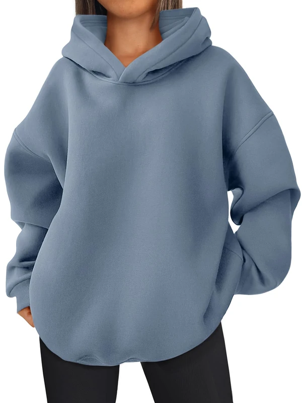 EFAN Womens Oversized Hoodies Sweatshirts Fleece Hooded Pullover Tops Sweaters Casual Comfy Fall Fashion Outfits Clothes 2025, Greyblue, XL