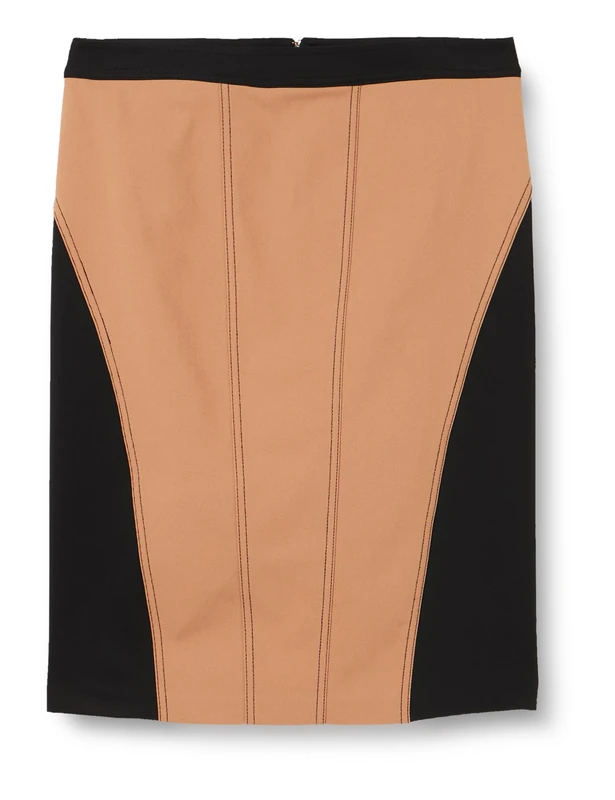 Pinko Women's ETRA Gonna TRICOTTINA Stretch CON Punto STOFFA Scuba Skirt, L2Z_Nocciola/Nero, 46