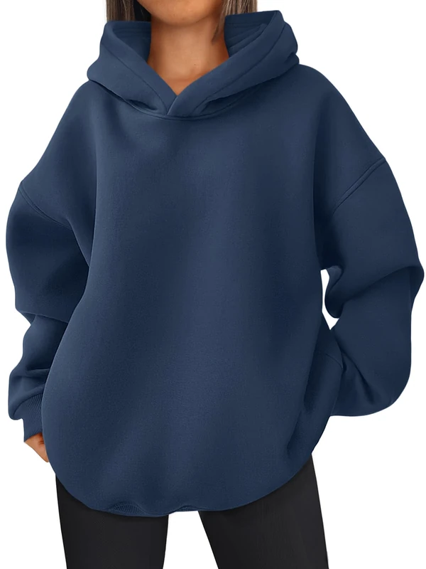 EFAN Womens Oversized Hoodies Sweatshirts Fleece Hooded Pullover Tops Sweaters Casual Comfy Fall Fashion Outfits Clothes 2025, Navyblue, Large
