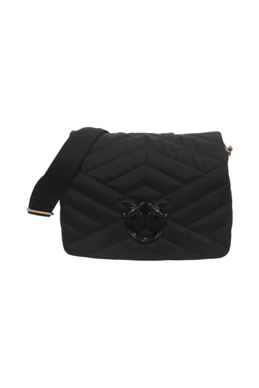 Pinko Women's Love Click Puff Classic Recycled Nylon Puzzle Quilt Bag, Z99b_Black Limousine Block Color, 28