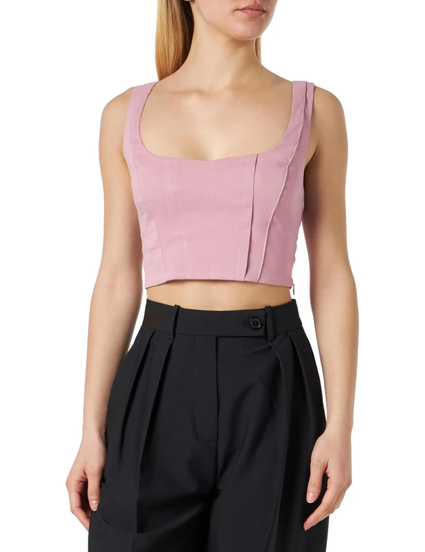 Pinko Women's Titon Top Linen Stretch T-Shirt, N98_Smoke Orchid, 8 (XS)