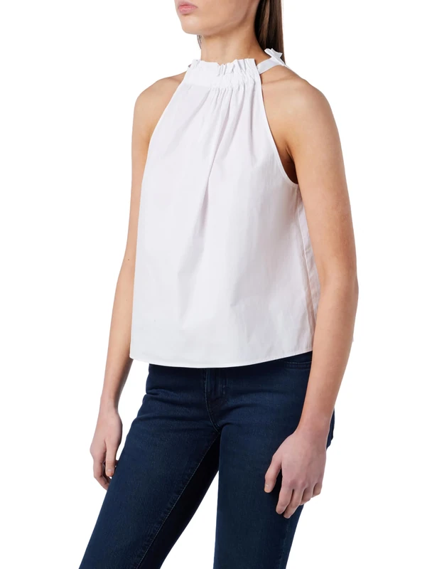 Pinko Women's Such Top Cotton Poplin Fashion Vest, Z04_White Brill, 8 (XS)