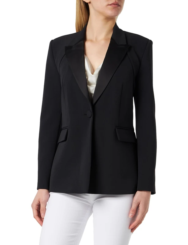 Pinko Cannubi Technical Stretch Crepe Jacket - Black Limousine