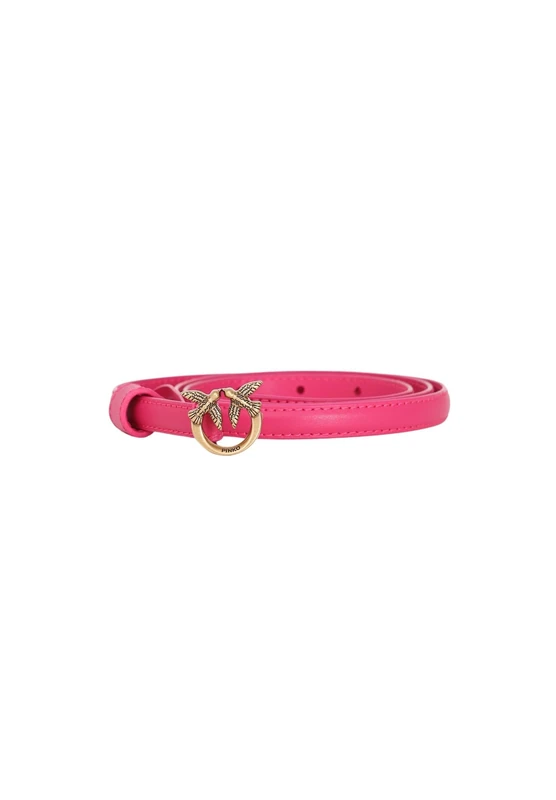 Pinko Love Berry H1 Belt Calf Silk Belt, N17Q_Pink Antique Gold, XS Women, N17q_pink Pinko-antique Gold, XS