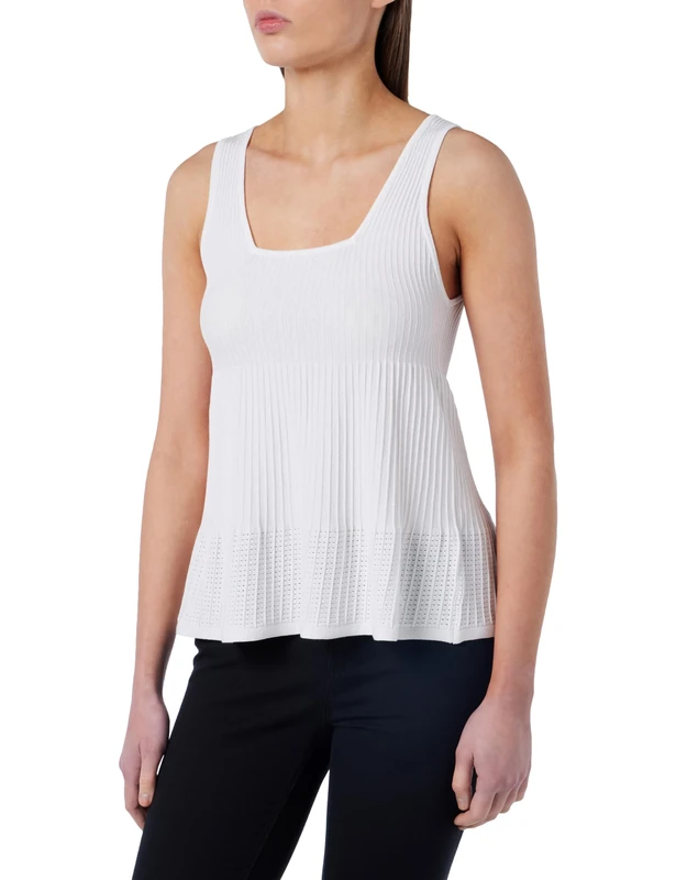 Pinko Women's Soy Top Pleated Effect Point Fashion Vest, Z04_White Brill, XS