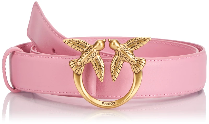 Pinko Women's Love Berry H3 Belt Calf Silk, P31q_Pink Marino-Antique Gold, S