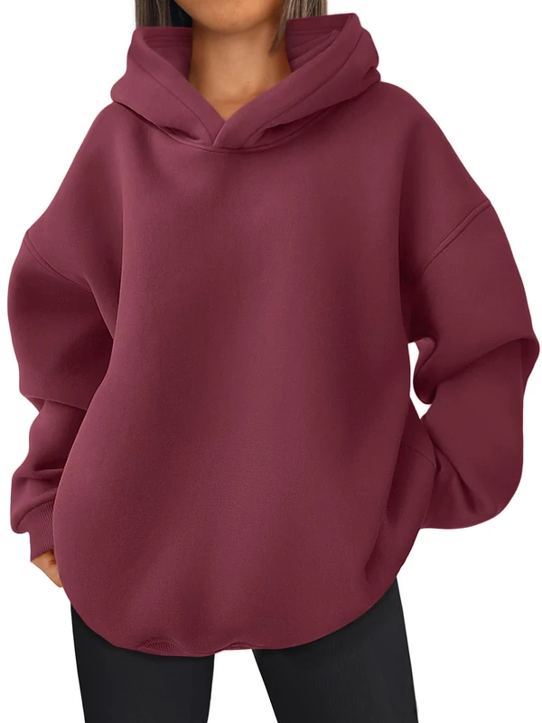 EFAN Womens Oversized Hoodies Sweatshirts Fleece Hooded Pullover Tops Sweaters Casual Comfy Fall Fashion Outfits Clothes 2023, Winered, Medium