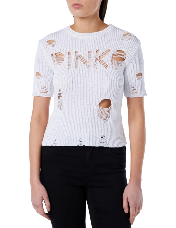 Pinko Ogliastro Women's Loose Stitch Logo T-Shirt - White XL
