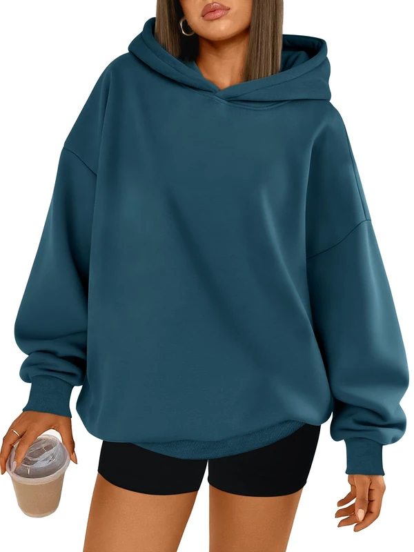 Trendy Queen Womens Oversized Hoodies Fleece Hooded Sweatshirts Comfy Casual Pullover Fall Winter Outfits Long Sleeve Tops, Navy, S