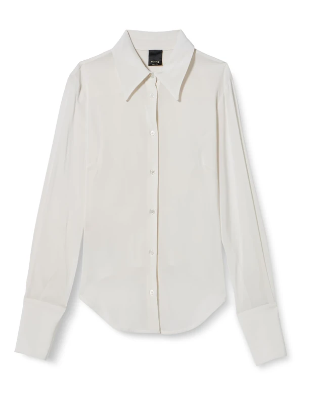 Pinko Women's Criminal Shirt Georgette Stretch Blouse, Z04_White Brill, 8 (XS)
