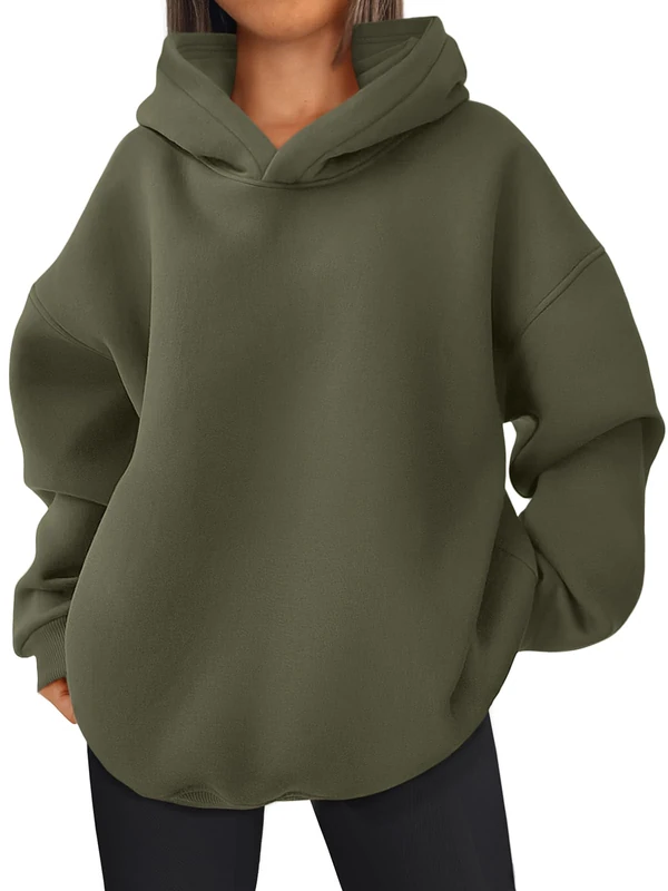 EFAN Womens Oversized Hoodies Fleece Hooded Sweatshirts Casual Comfy Tops Fall Fashion Outfits 2025 Cute Clothes with Pockets, Armygreen, Large